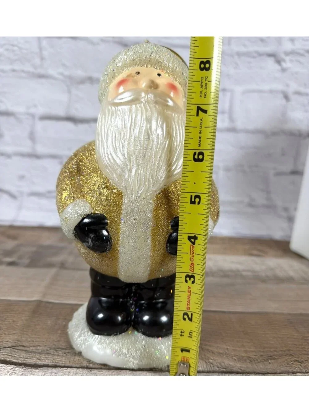 Vintage Candle Pottery Barn 1998 Gold Glitter Santa Claus Christmas Holiday